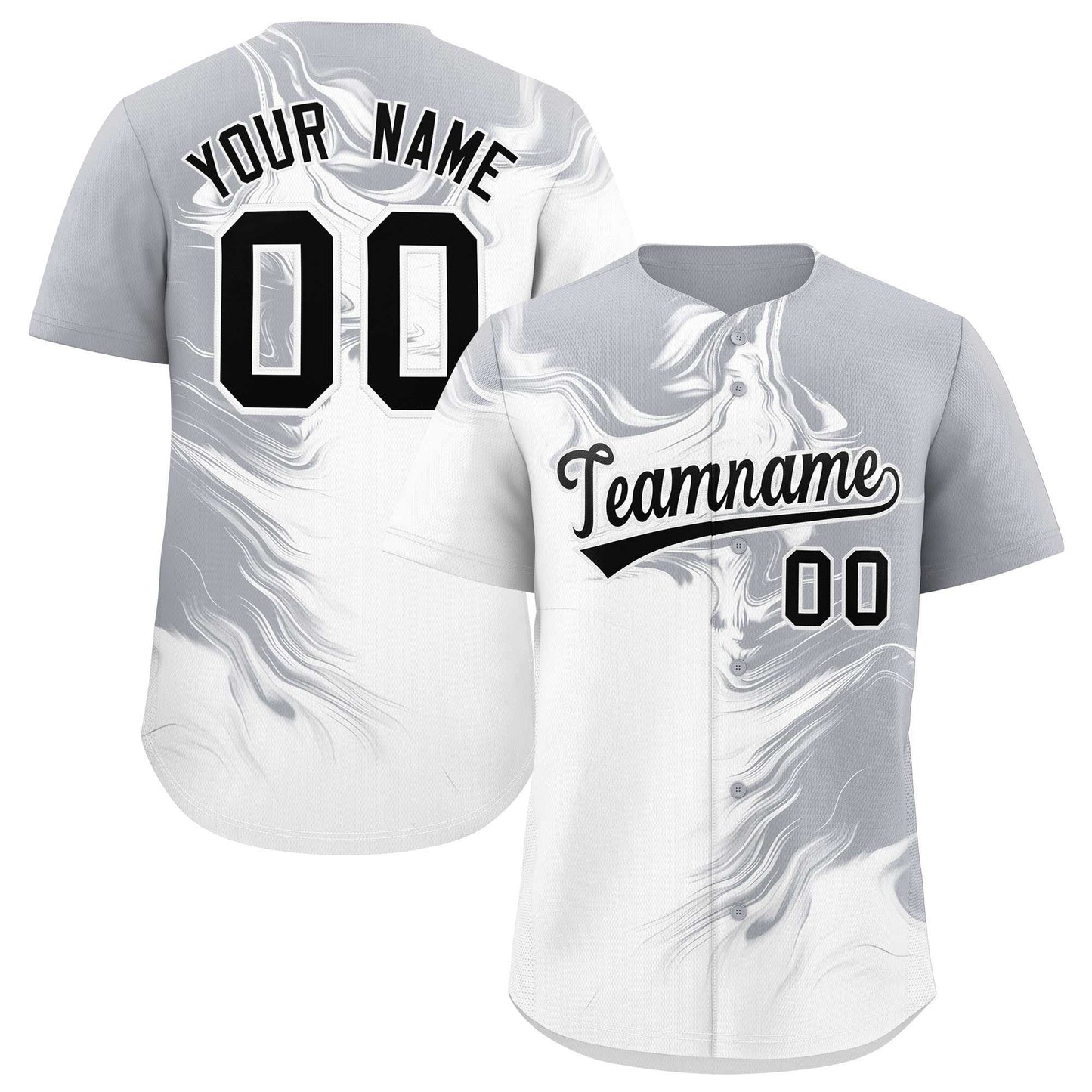 Custom Gray White Personalized Ink Pattern Authentic Baseball Jersey
