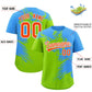 Custom Powder Blue Neon Green Personalized Ink Pattern Authentic Baseball Jersey Limited
