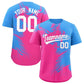 Custom Powder Blue Pink Personalized Ink Pattern Authentic Baseball Jersey