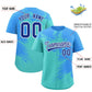Custom Powder Blue Bright Green Personalized Ink Pattern Authentic Baseball Jersey Limited