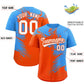 Custom Powder Blue Orange Personalized Ink Pattern Authentic Baseball Jersey Limited