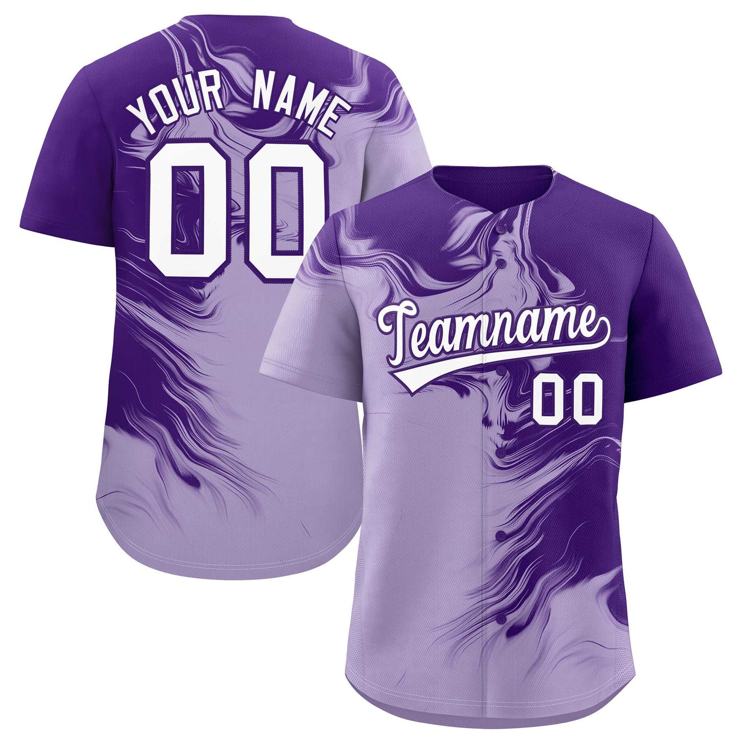 Custom Purple Light Purple Personalized Ink Pattern Authentic Baseball Jersey