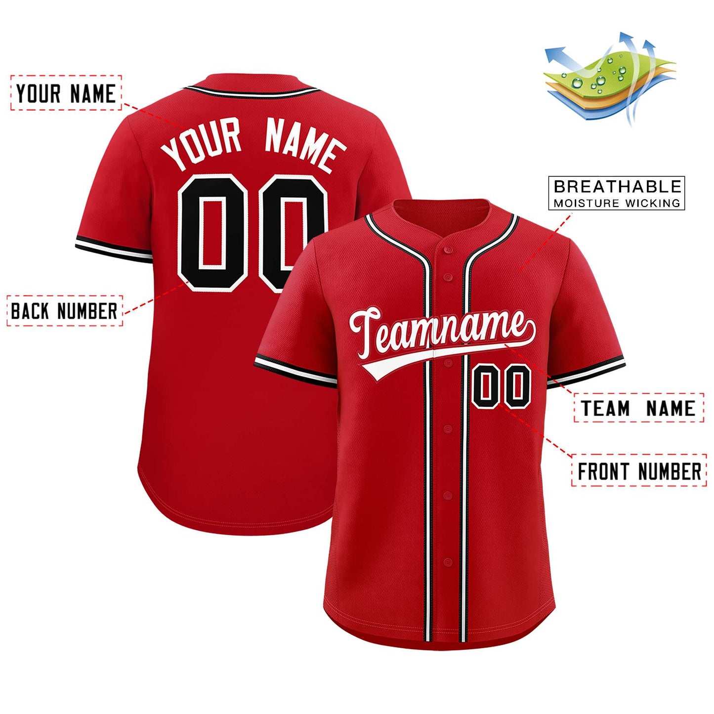 Custom Red Classic Style Authentic Baseball Jersey Limited