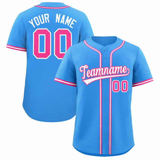 Custom Powder Blue Classic Style Authentic Baseball Jersey