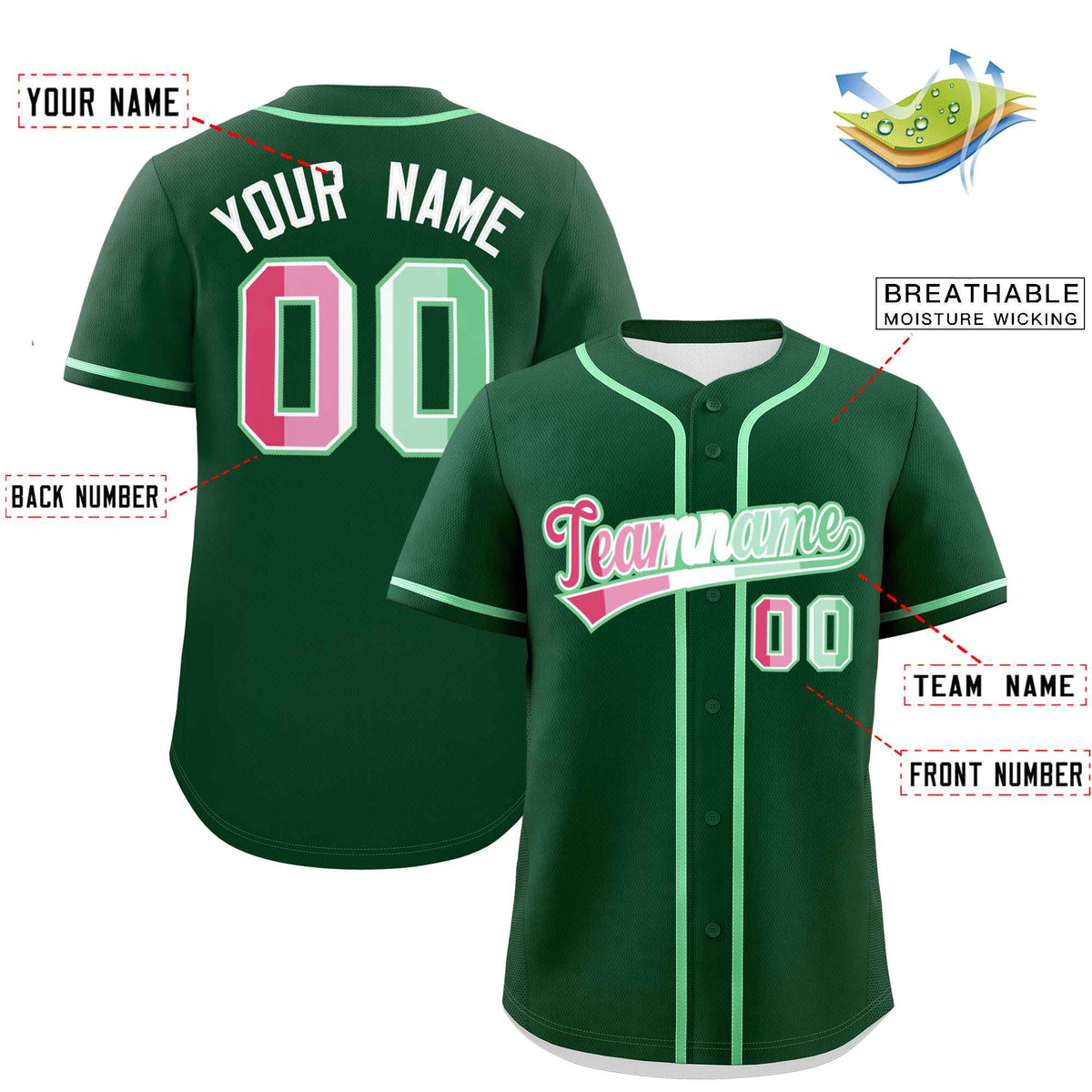 Custom Green Abrosexual For Pride Month Classic Style Authentic Baseball Jersey Limited