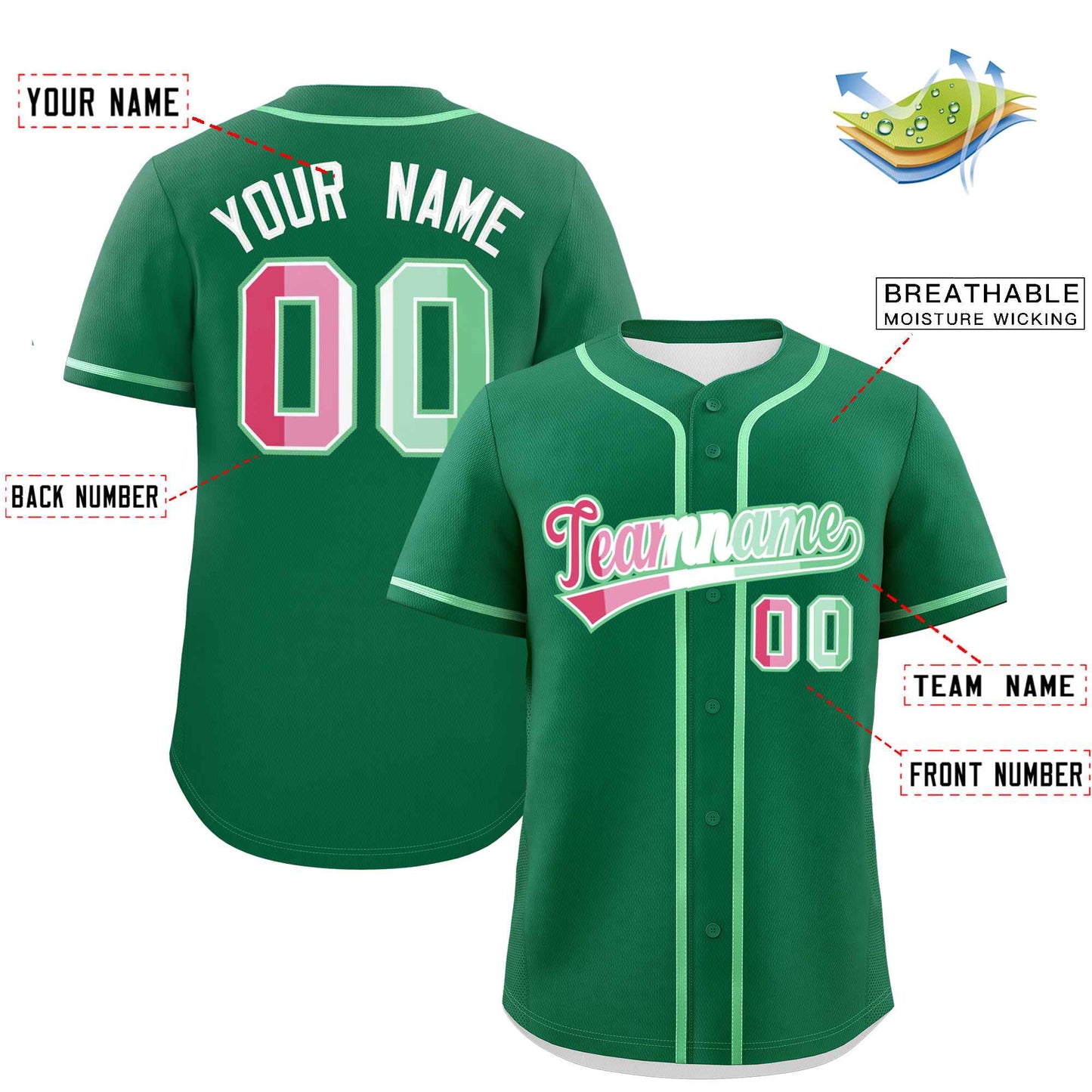 Custom Kelly Green Abrosexual For Pride Month Classic Style Authentic Baseball Jersey Limited