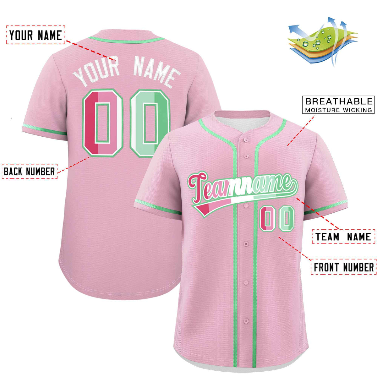 Custom Light Pink Abrosexual For Pride Month Classic Style Authentic Baseball Jersey Limited
