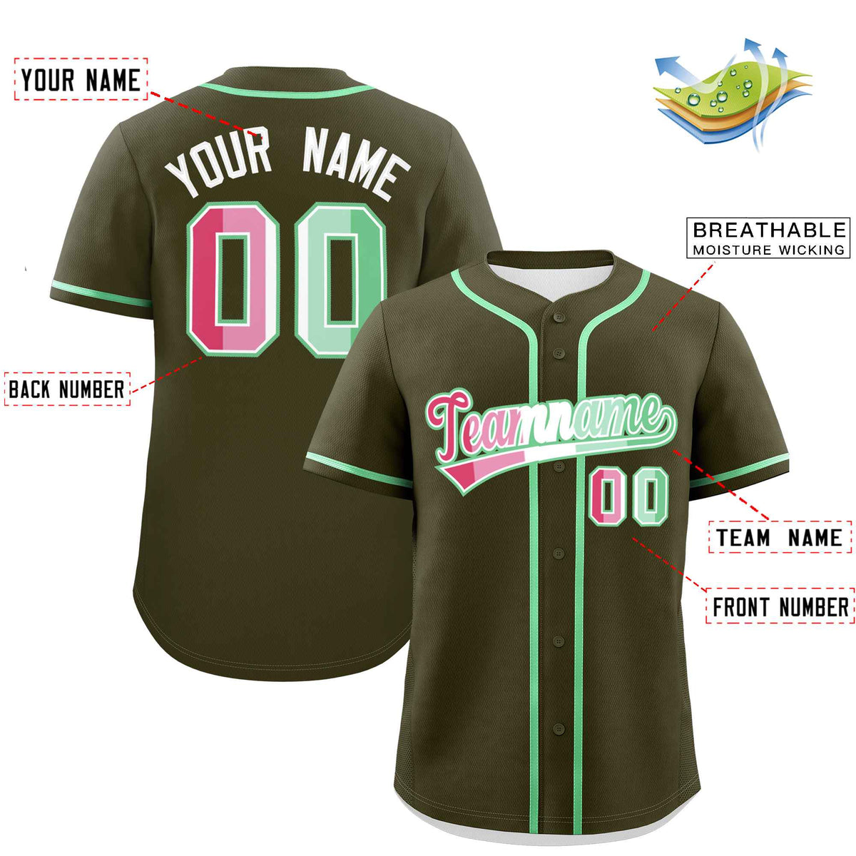 Custom Olive Abrosexual For Pride Month Classic Style Authentic Baseball Jersey Limited