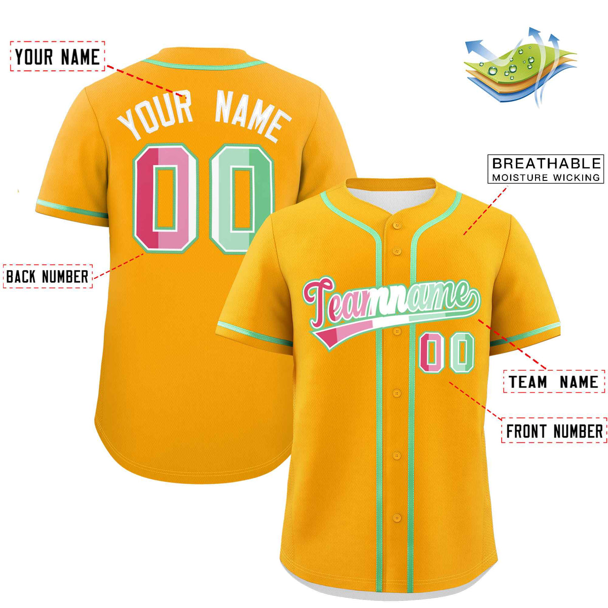 Custom Yellow Abrosexual For Pride Month Classic Style Authentic Baseball Jersey Limited