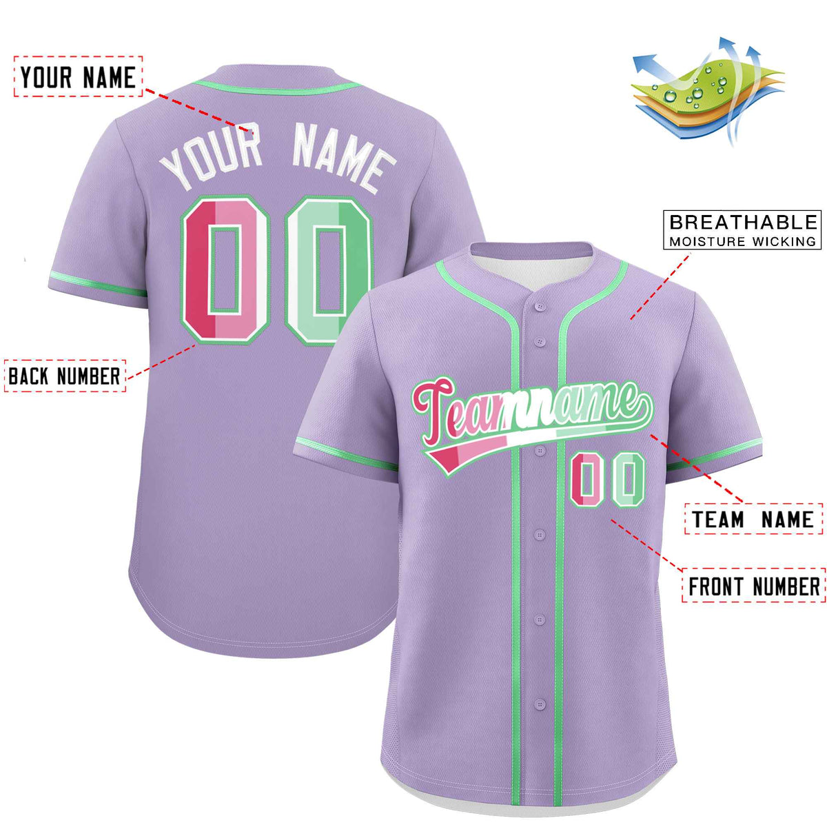 Custom Light Purple Abrosexual For Pride Month Classic Style Authentic Baseball Jersey Limited