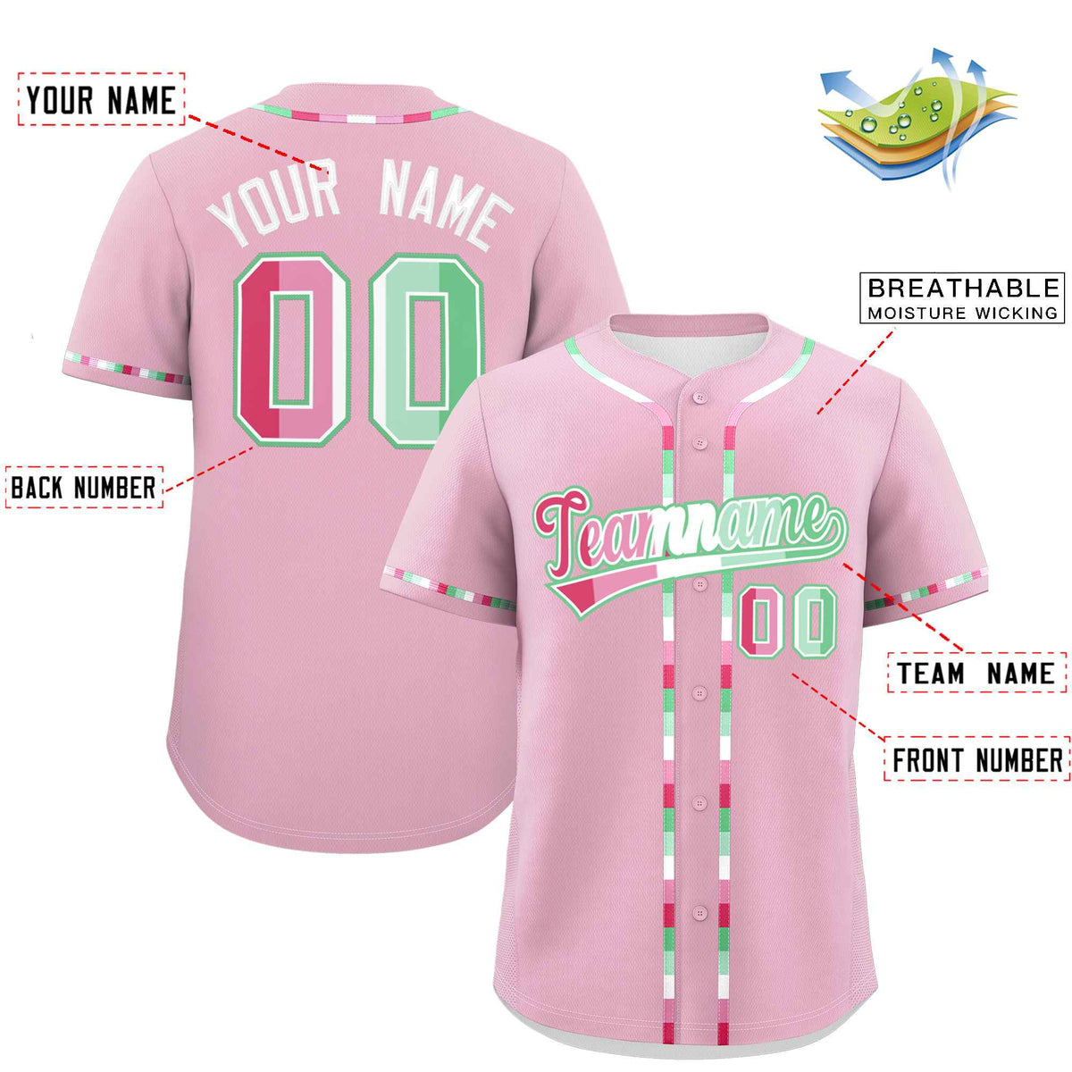 Custom Light Pink Abrosexual For Pride Month Classic Style Authentic Baseball Jersey Limited