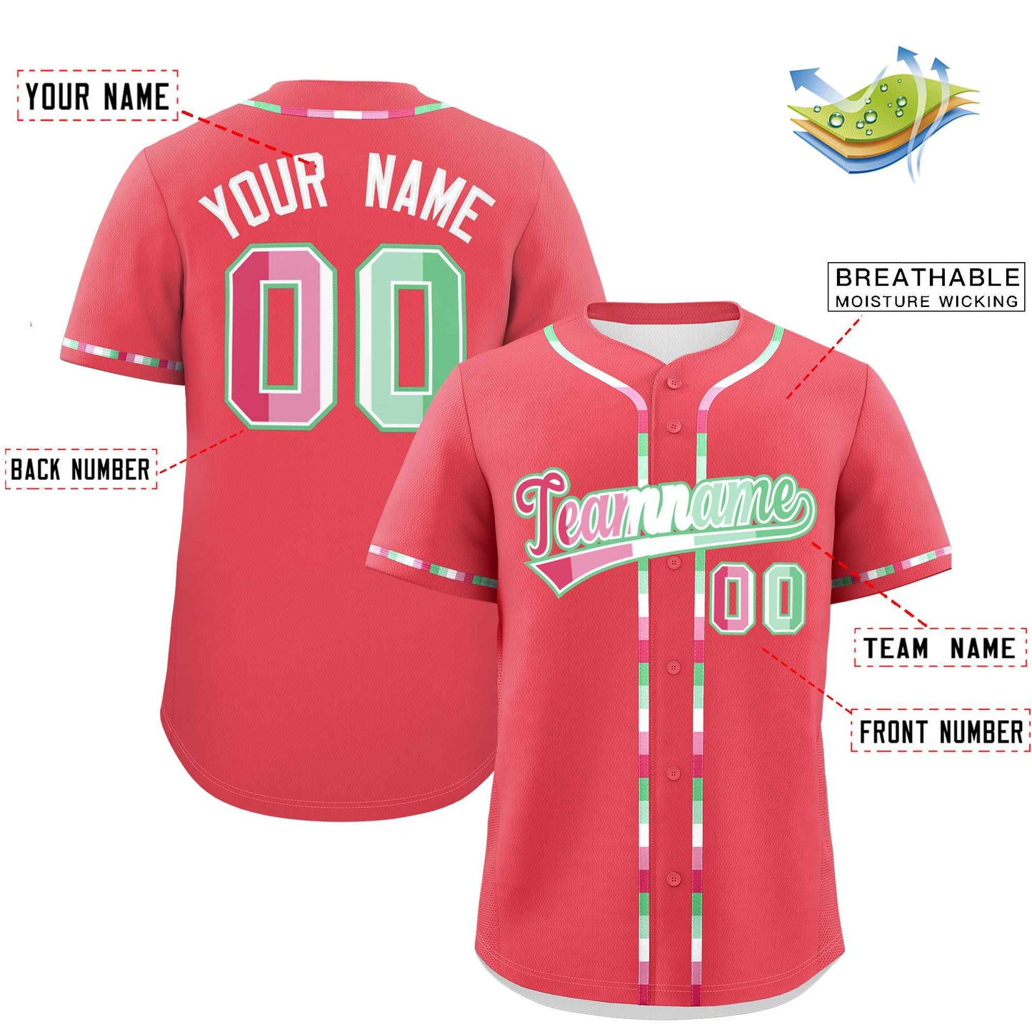 Custom Light Red Abrosexual For Pride Month Classic Style Authentic Baseball Jersey Limited