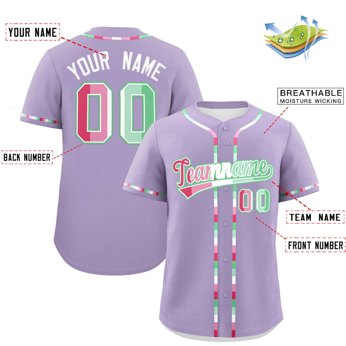Custom Light Purple Abrosexual For Pride Month Classic Style Authentic Baseball Jersey Limited