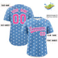 Custom Light Blue White Personalized Polka Dot Graffiti Pattern Authentic Baseball Jersey Limited