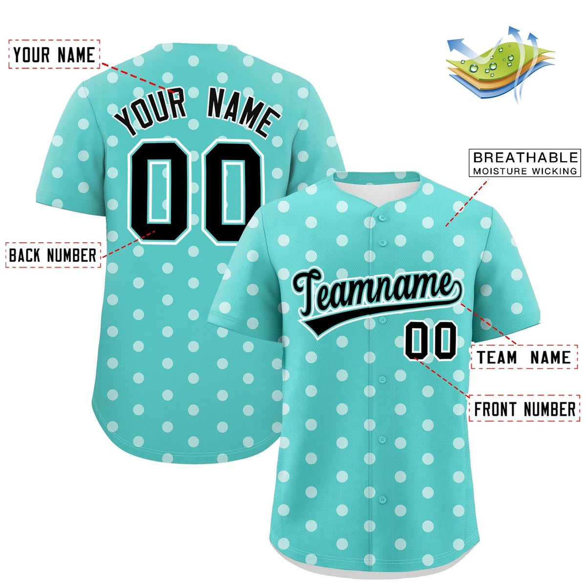 Custom Bright Green White Personalized Polka Dot Graffiti Pattern Authentic Baseball Jersey Limited