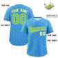 Custom Powder Blue Neon Green Personalized Polka Dot Graffiti Pattern Authentic Baseball Jersey Limited