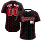 Custom Black Red Personalized Polka Dot Graffiti Pattern Authentic Baseball Jersey