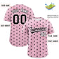 Custom Light Pink Black Personalized Polka Dot Graffiti Pattern Authentic Baseball Jersey Limited