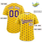 Custom Gold Purple Personalized Polka Dot Graffiti Pattern Authentic Baseball Jersey Limited