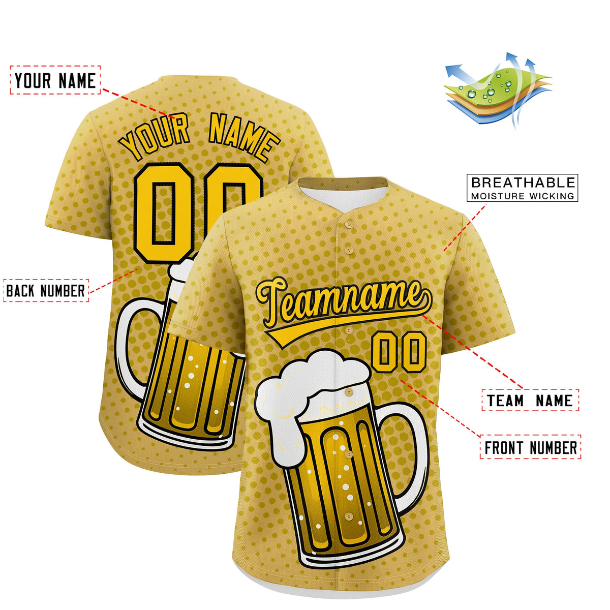 Custom Old Gold Personalized Beer Day Shirt Parties Baseball Jersey Limited