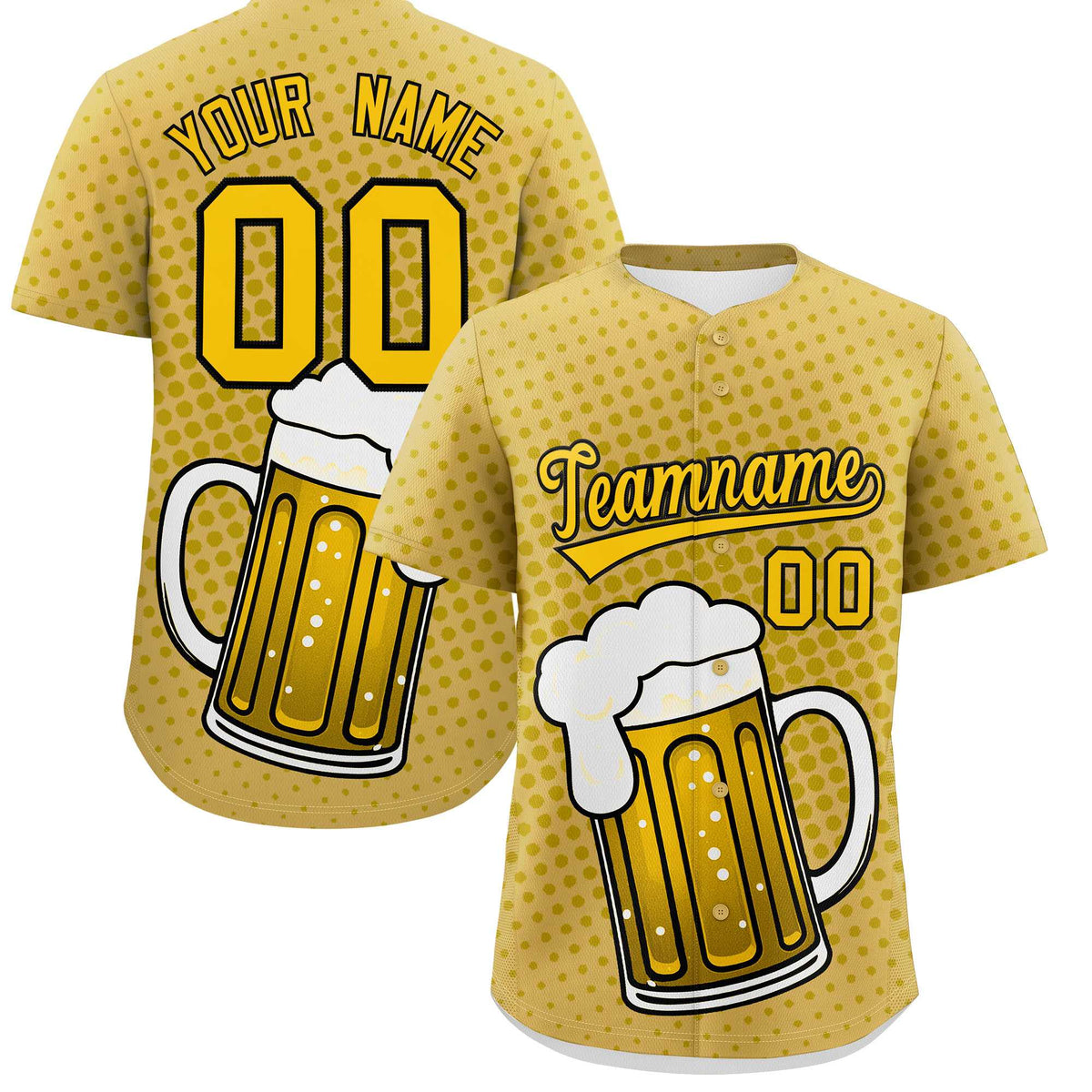 Custom Old Gold Personalized Beer Day Shirt Parties Baseball Jersey