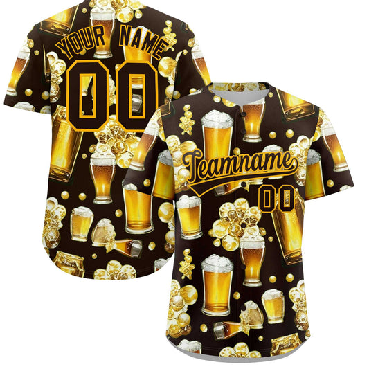 Custom Brown Personalized Beer Day Shirt Parties Baseball Jersey