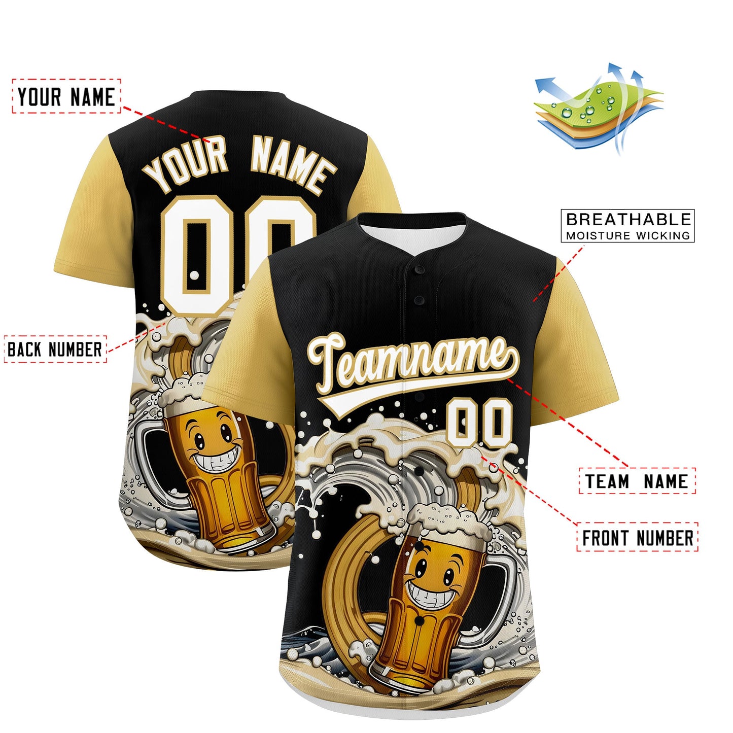 Custom Old Gold Personalized Beer Day Shirt Parties Baseball Jersey Limited