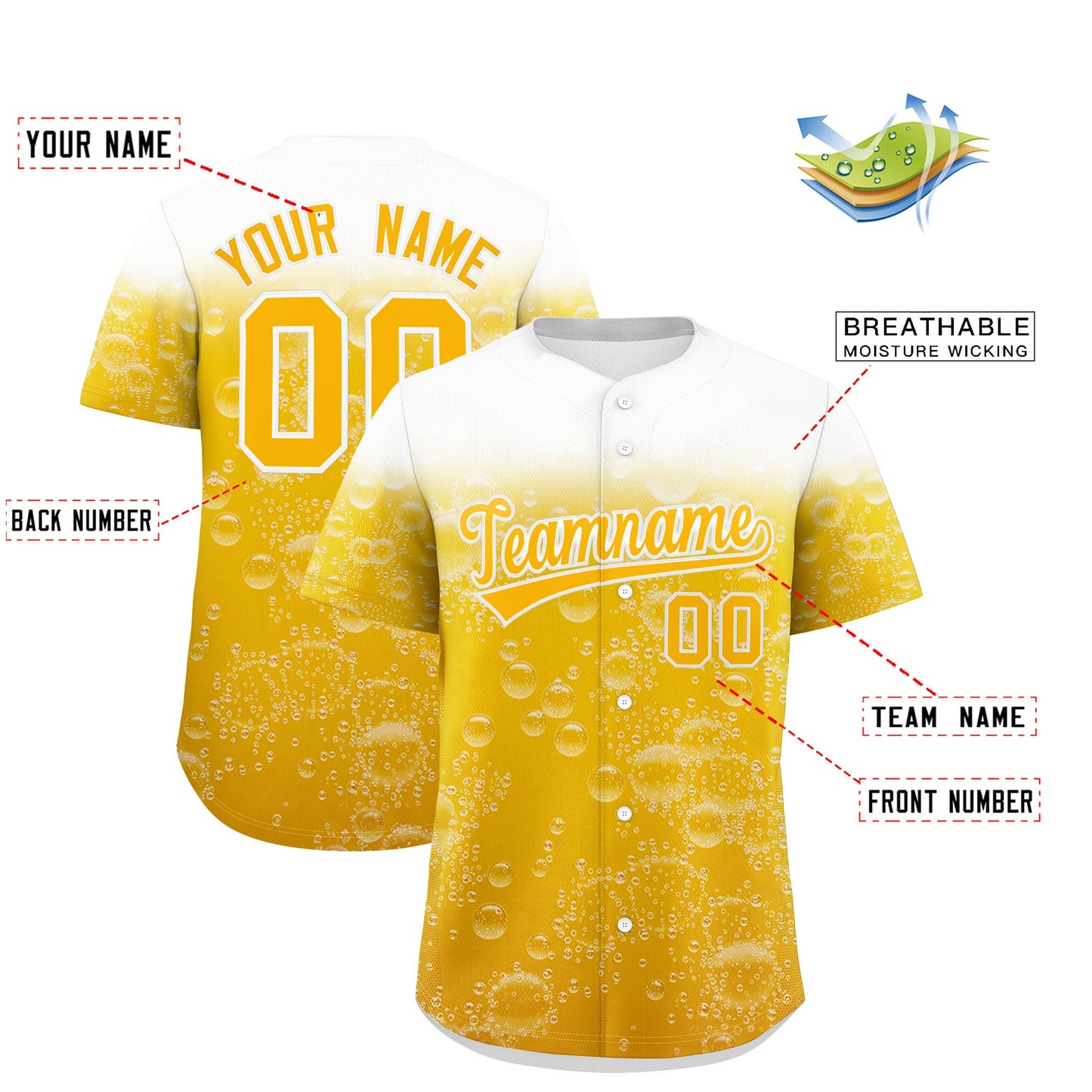 Custom Gold Personalized Beer Day Shirt Parties Baseball Jersey Limited