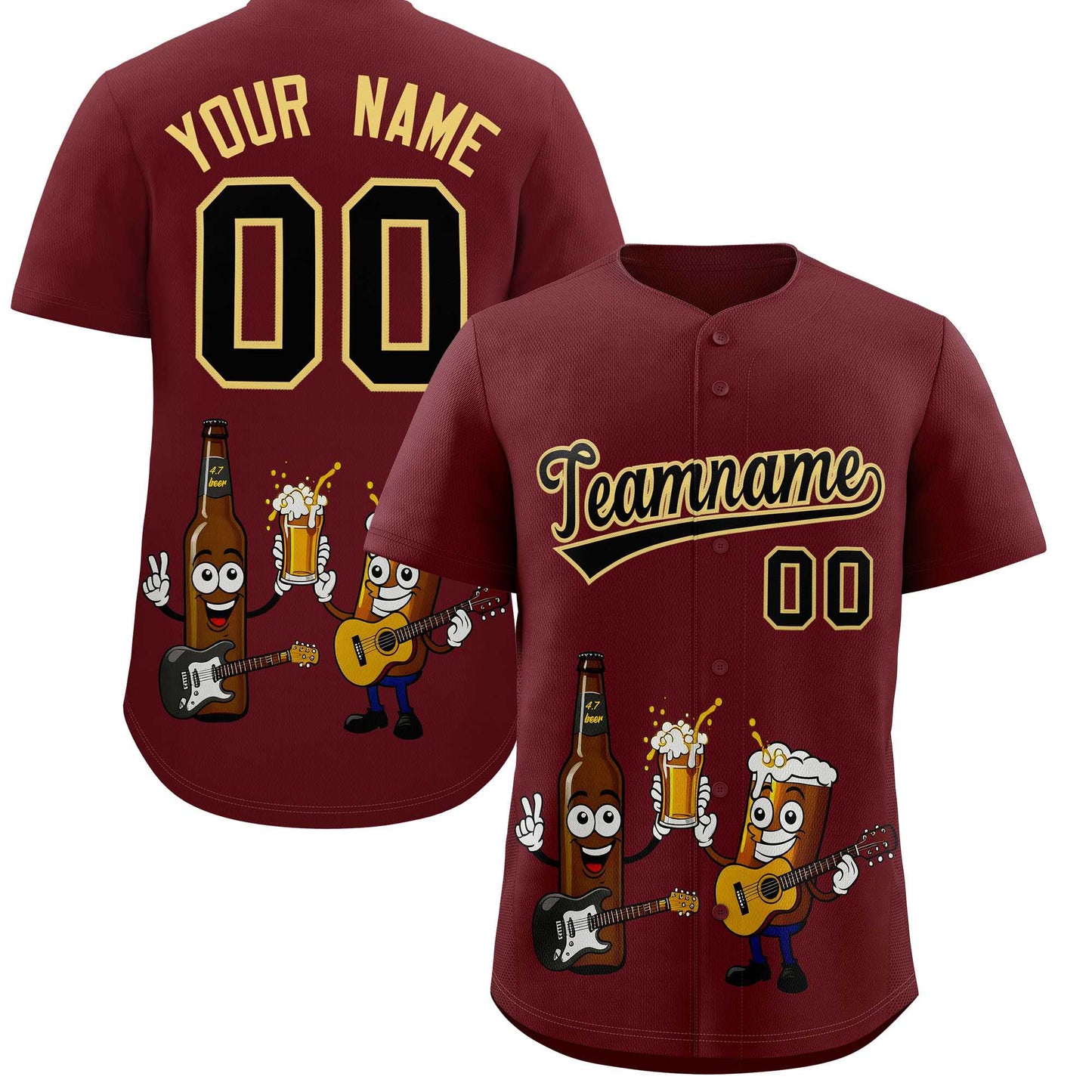 Custom Burgundy Personalized Beer Day Shirt Parties Baseball Jersey