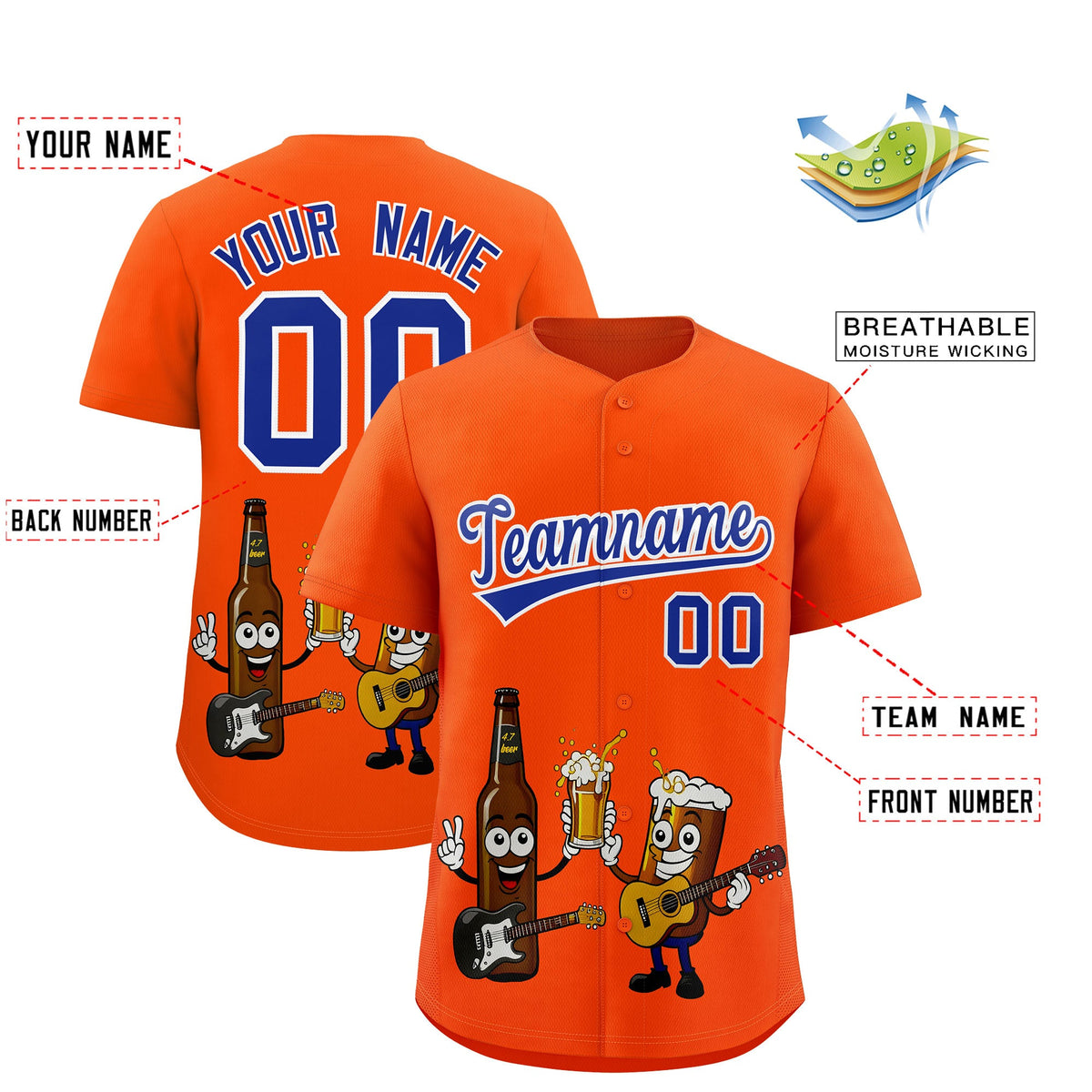 Custom Orange Personalized Beer Day Shirt Parties Baseball Jersey Limited