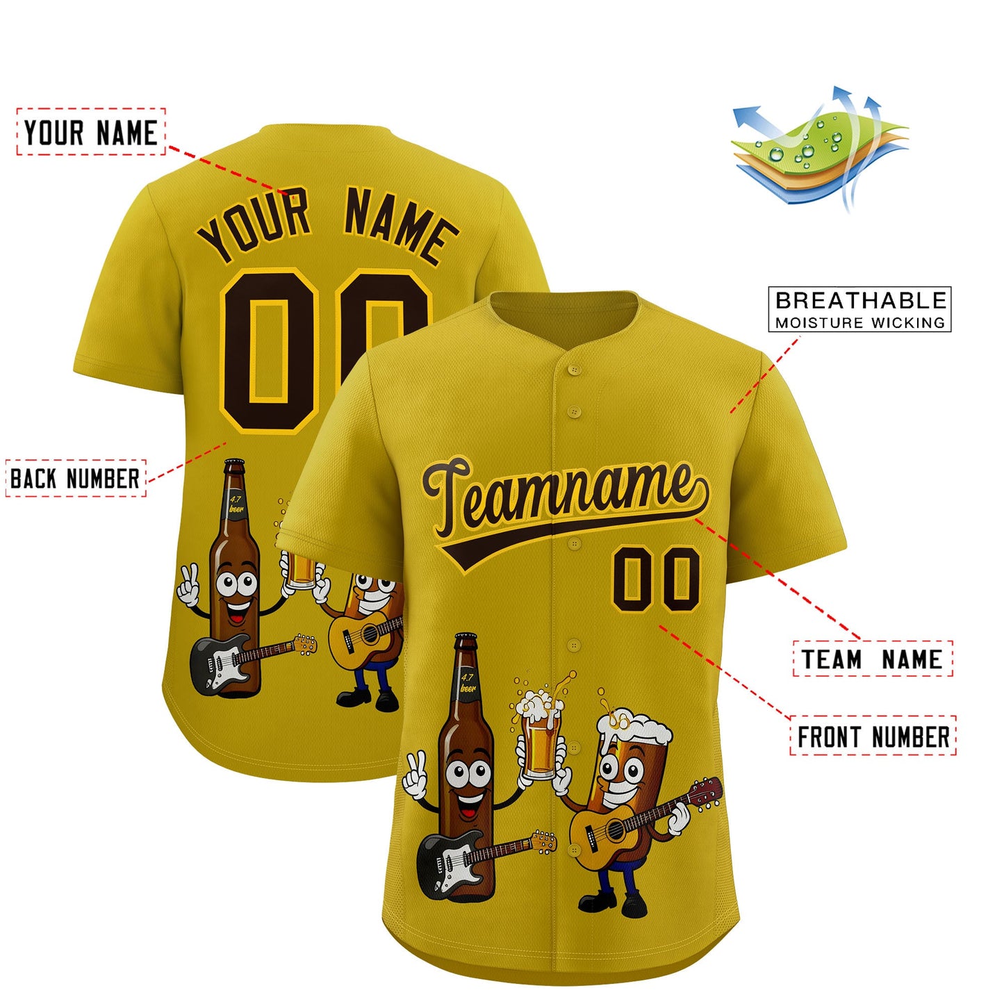 Custom Old Gold Personalized Beer Day Shirt Parties Baseball Jersey Limited