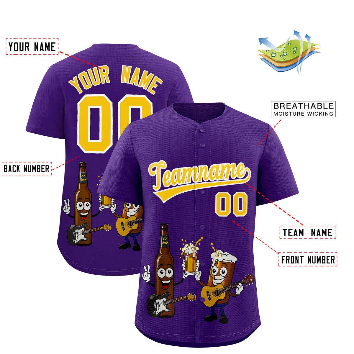 Custom Purple Personalized Beer Day Shirt Parties Baseball Jersey Limited