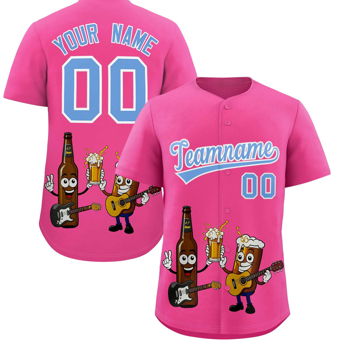 Custom Pink Personalized Beer Day Shirt Parties Baseball Jersey