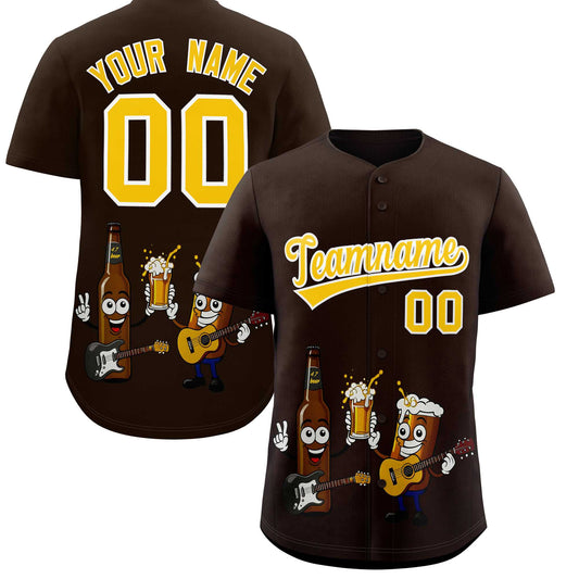 Custom Brown Personalized Beer Day Shirt Parties Baseball Jersey