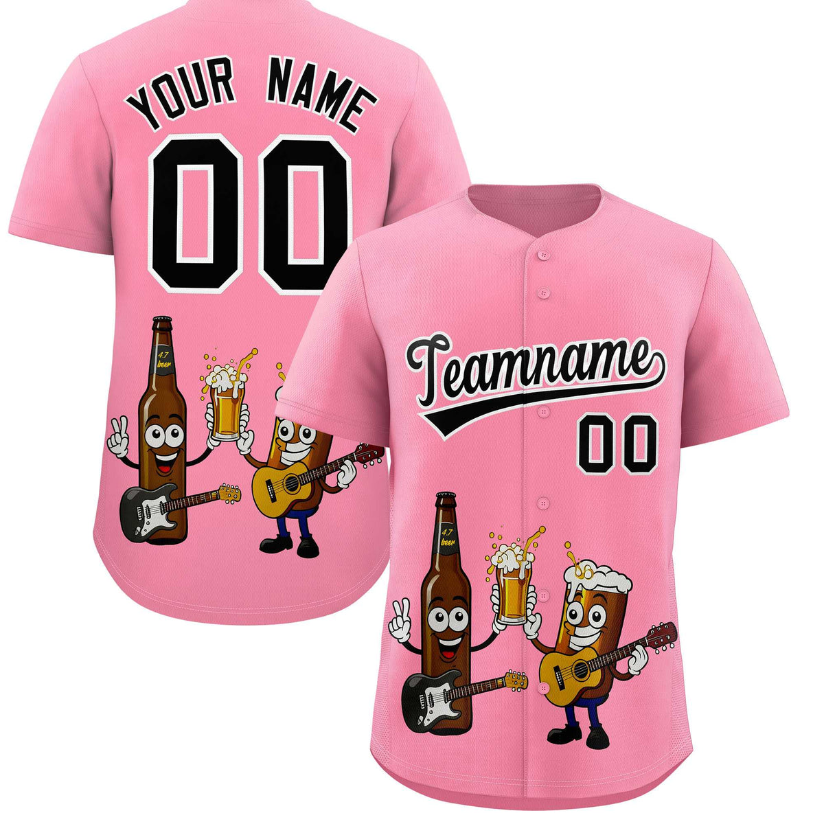 Custom Light Pink Personalized Beer Day Shirt Parties Baseball Jersey