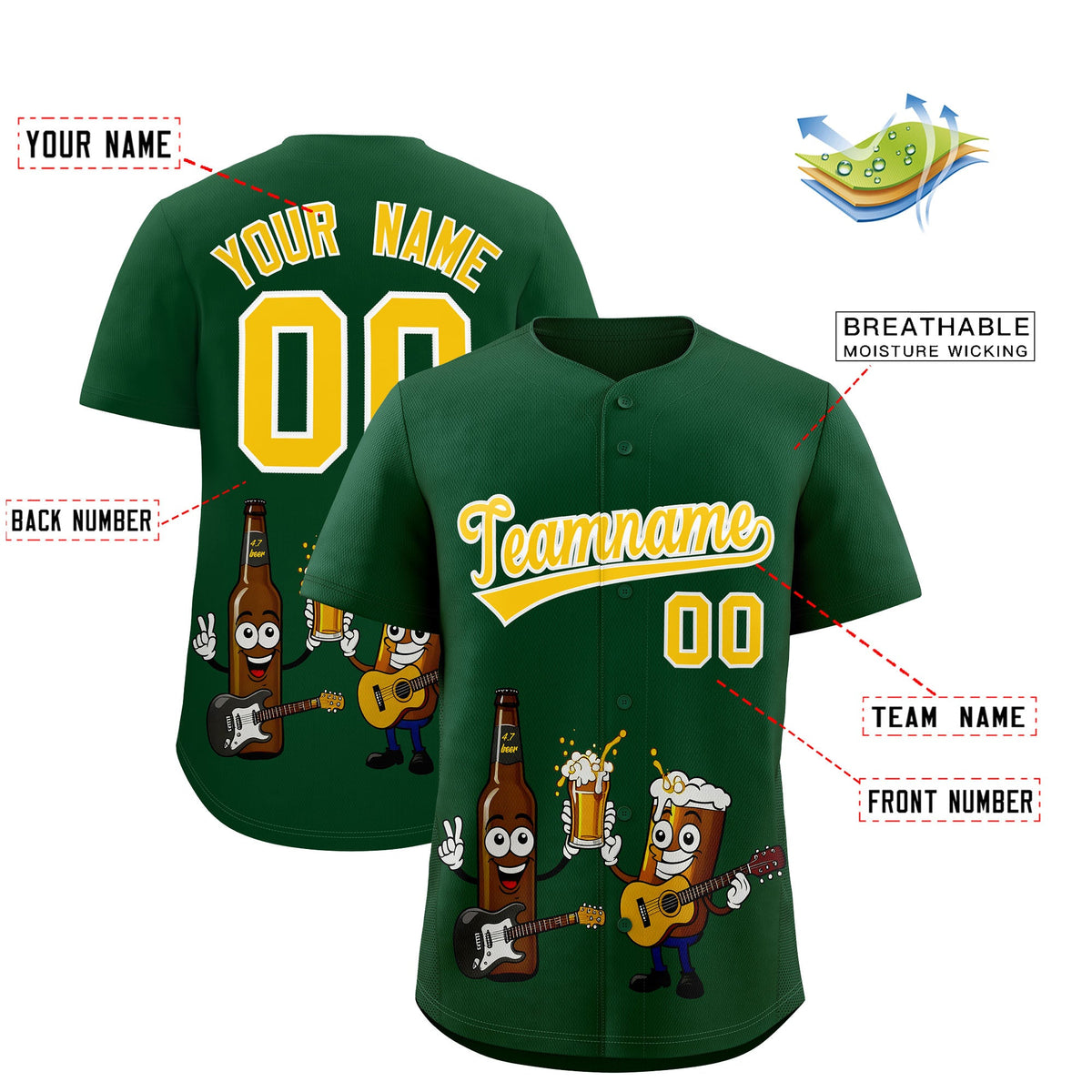 Custom Green Personalized Beer Day Shirt Parties Baseball Jersey Limited