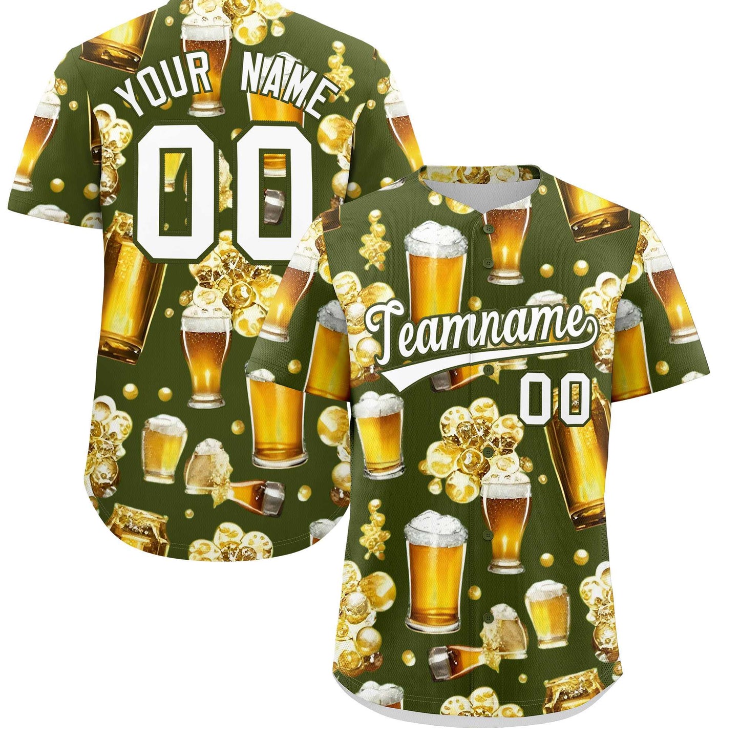 Custom Olive Personalized Beer Day Shirt Parties Baseball Jersey