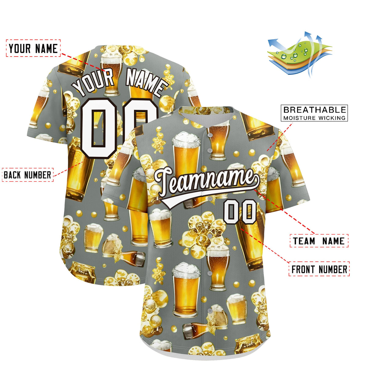 Custom Gray Personalized Beer Day Shirt Parties Baseball Jersey Limited