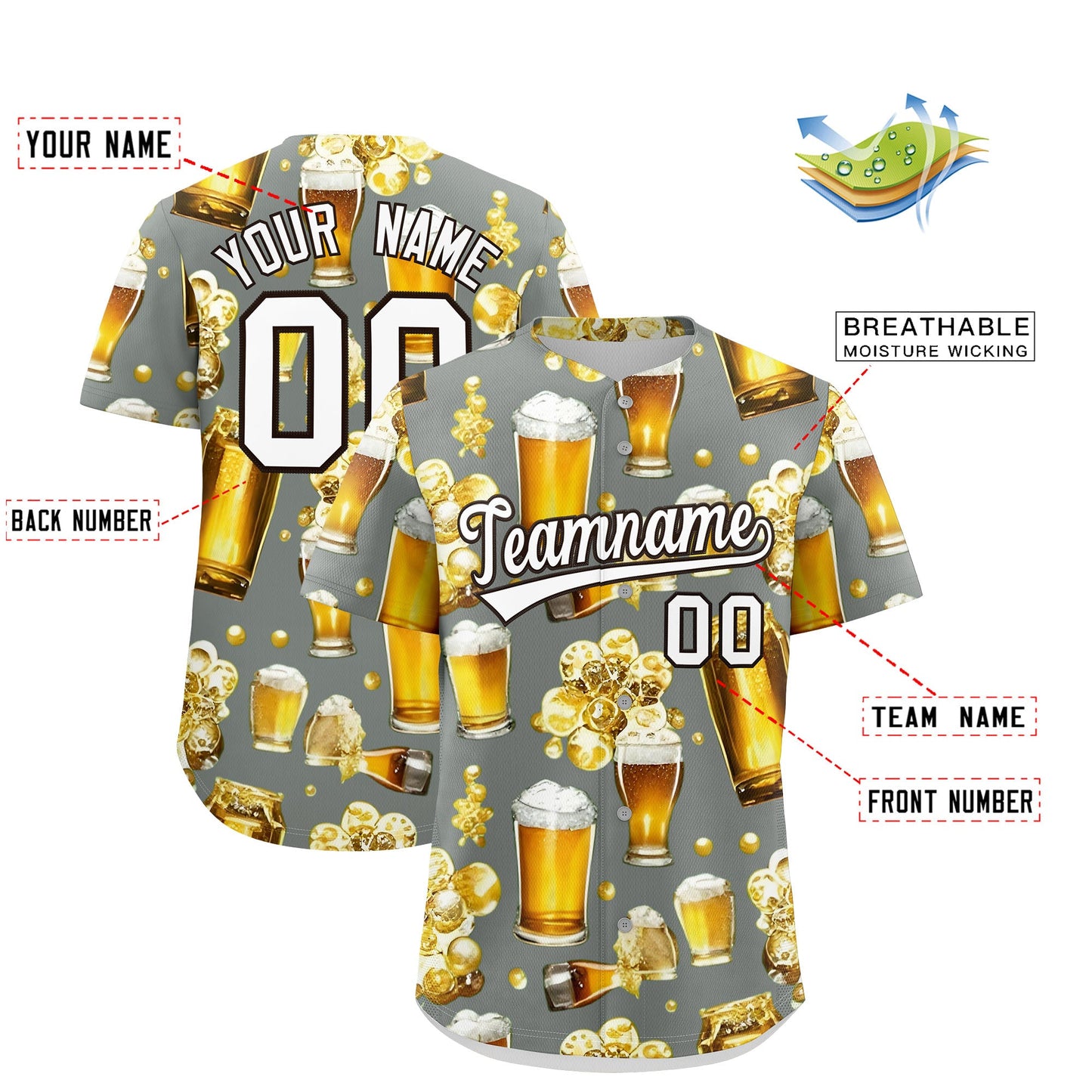 Custom Gray Personalized Beer Day Shirt Parties Baseball Jersey Limited