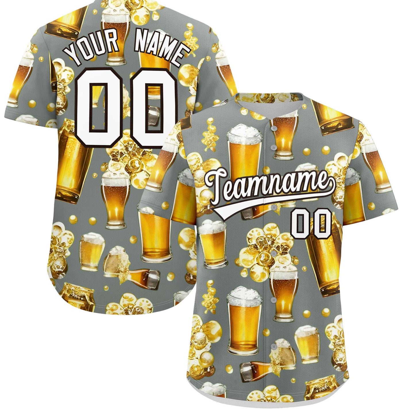 Custom Gray Personalized Beer Day Shirt Parties Baseball Jersey