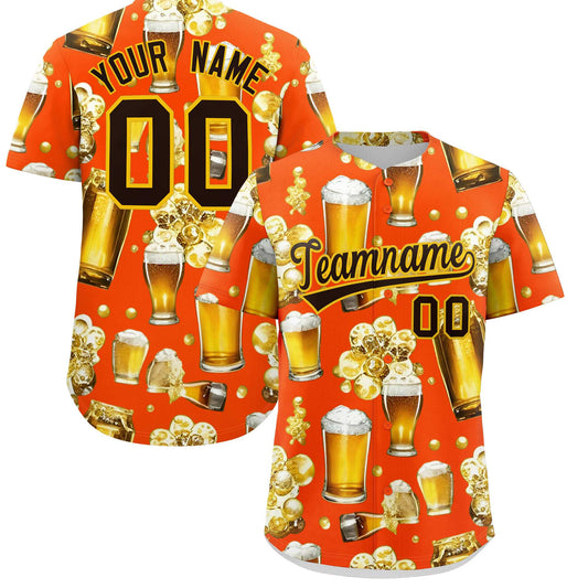 Custom Orange Personalized Beer Day Shirt Parties Baseball Jersey