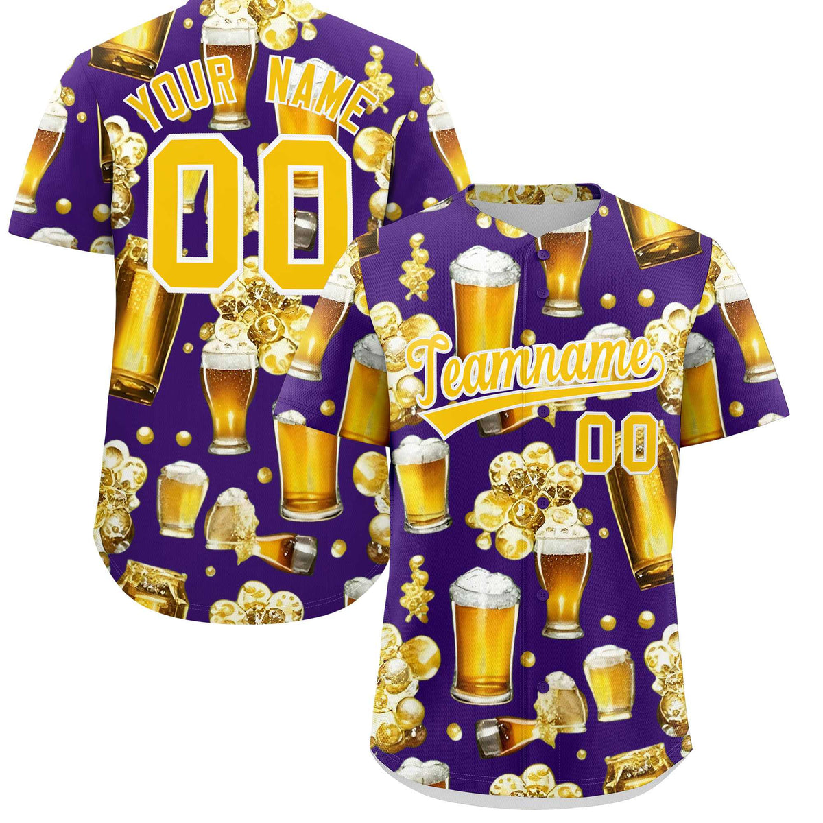 Custom Purple Personalized Beer Day Shirt Parties Baseball Jersey