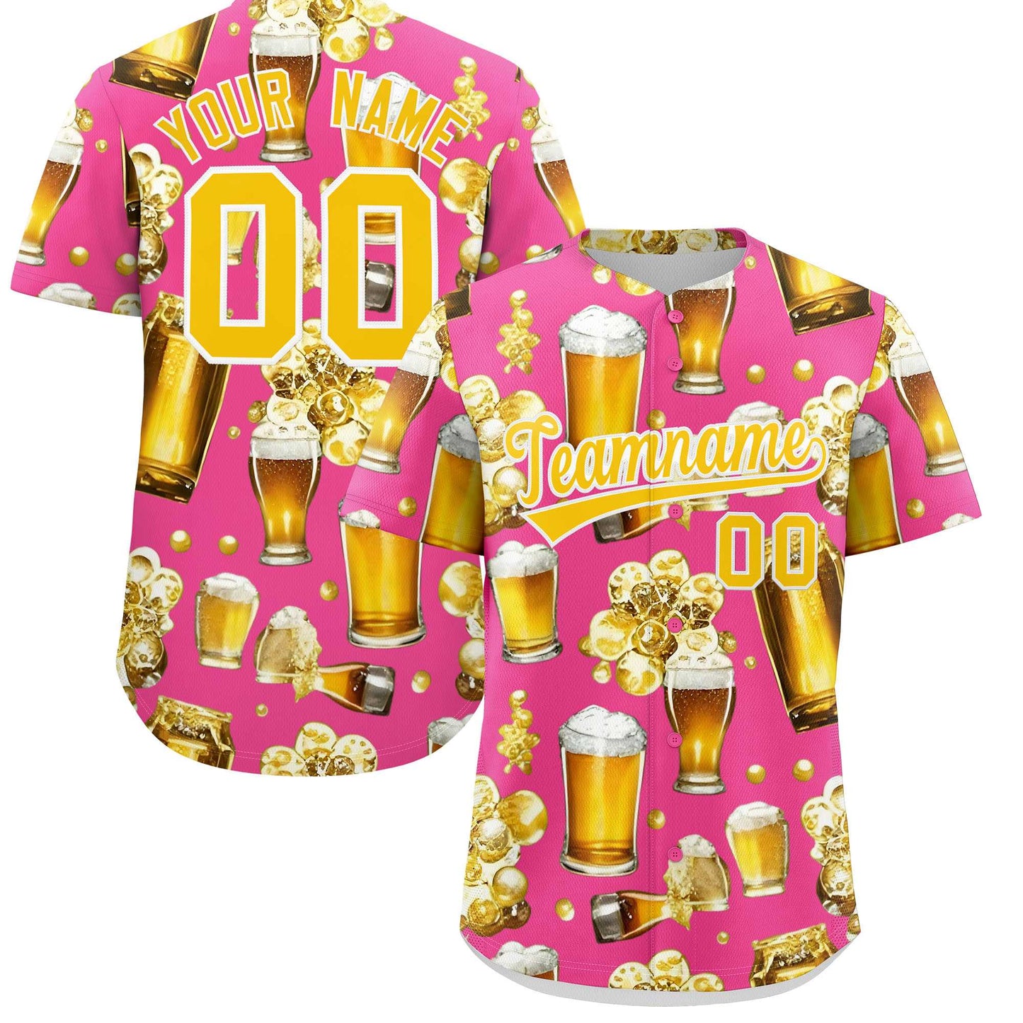 Custom Pink Personalized Beer Day Shirt Parties Baseball Jersey