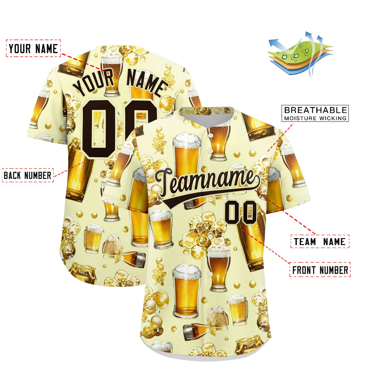 Custom Cream Personalized Beer Day Shirt Parties Baseball Jersey Limited
