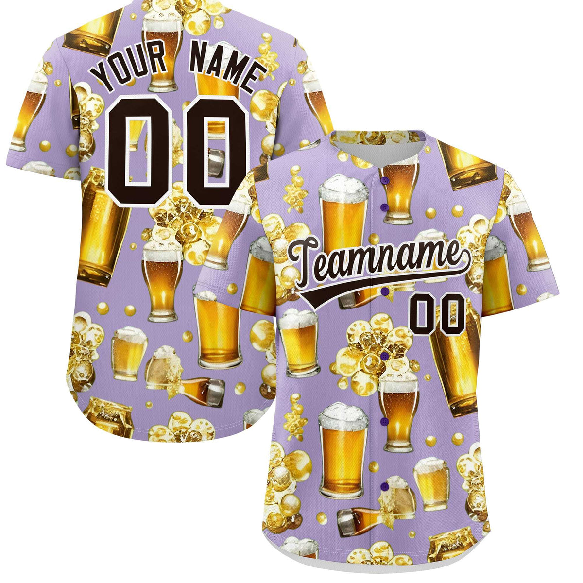 Custom Light Purple Personalized Beer Day Shirt Parties Baseball Jersey