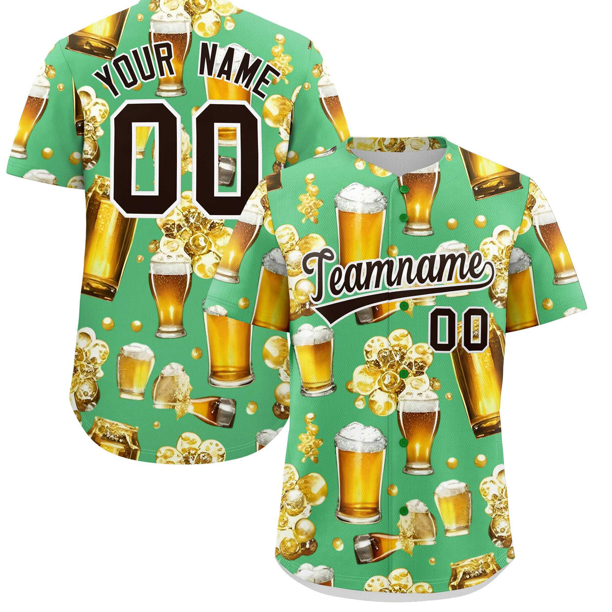 Custom Neon Green Personalized Beer Day Shirt Parties Baseball Jersey