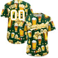 Custom Green Personalized Beer Day Shirt Parties Baseball Jersey