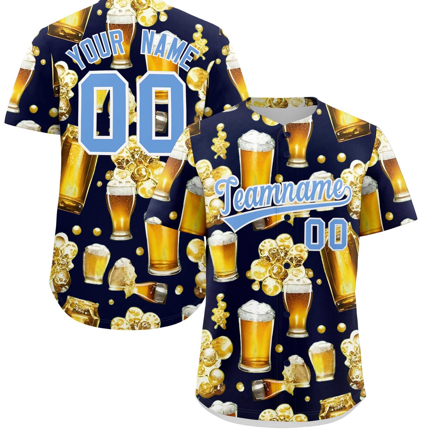 Custom Navy Personalized Beer Day Shirt Parties Baseball Jersey