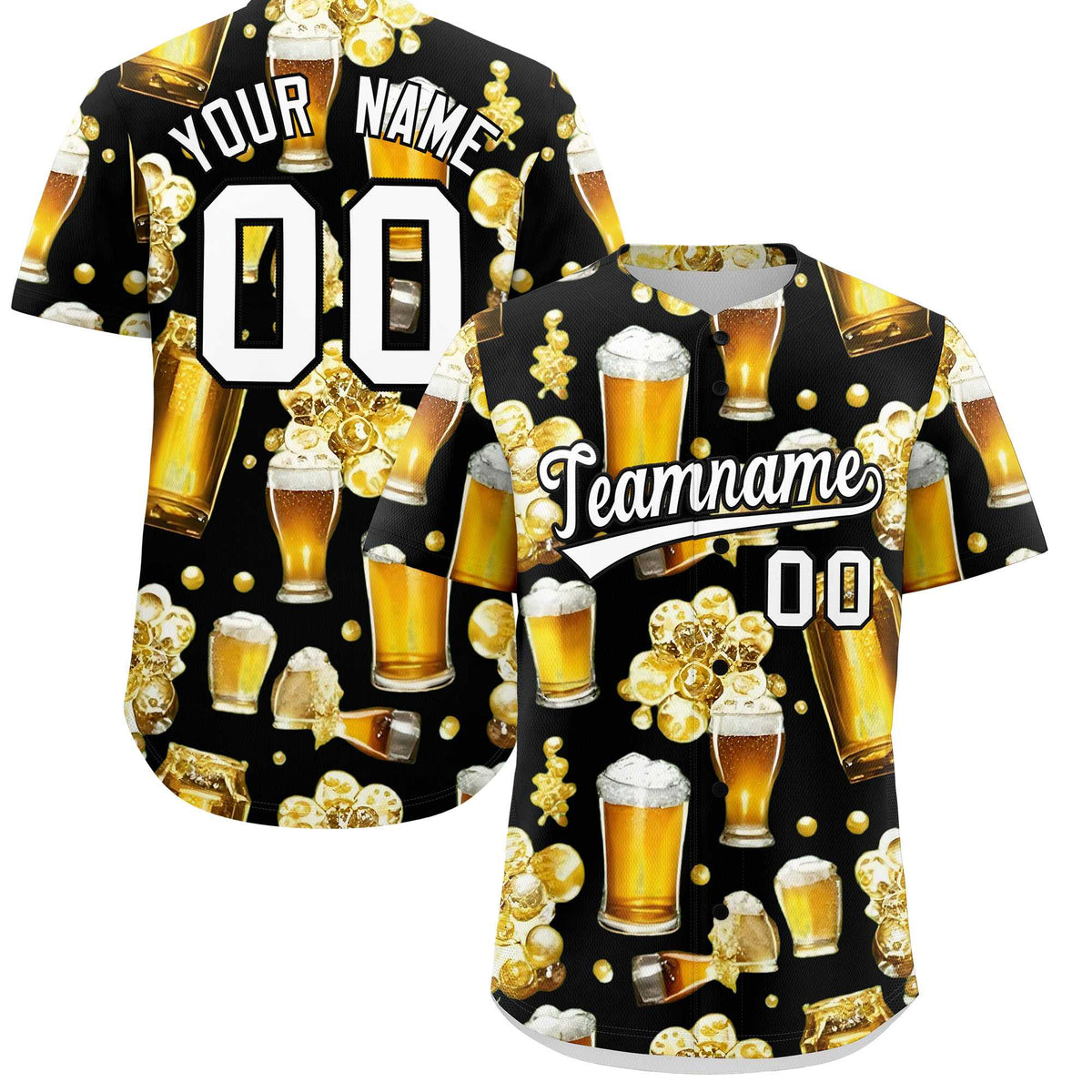 Custom Black Personalized Beer Day Shirt Parties Baseball Jersey