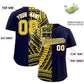 Custom Navy Gold Split Fashion Tribal Pattern Authentic Baseball Jersey Limited